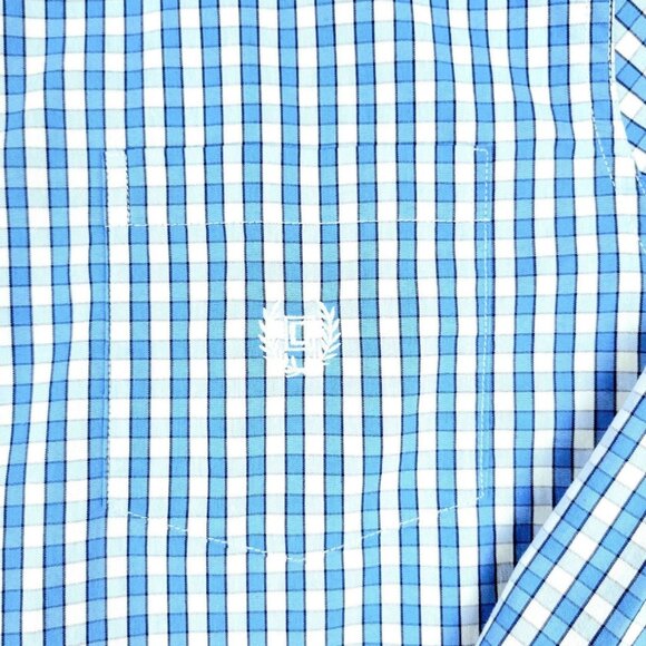 Men's Chaps XXL Easy-Care Long Sleeve Blue Button-Up Shirt - Classic Fit Poplin - Picture 3 of 12